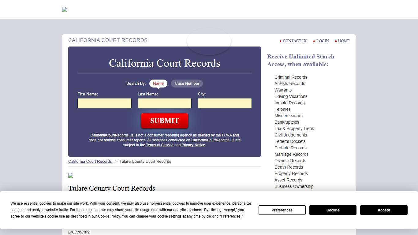 Tulare County Court Records CaliforniaCourtRecords.us