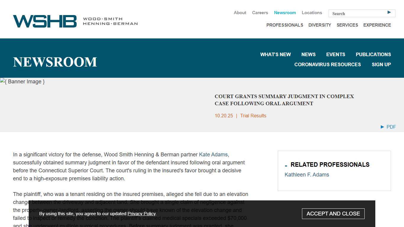 Court Grants Summary Judgment in Complex Case Following Oral Argument