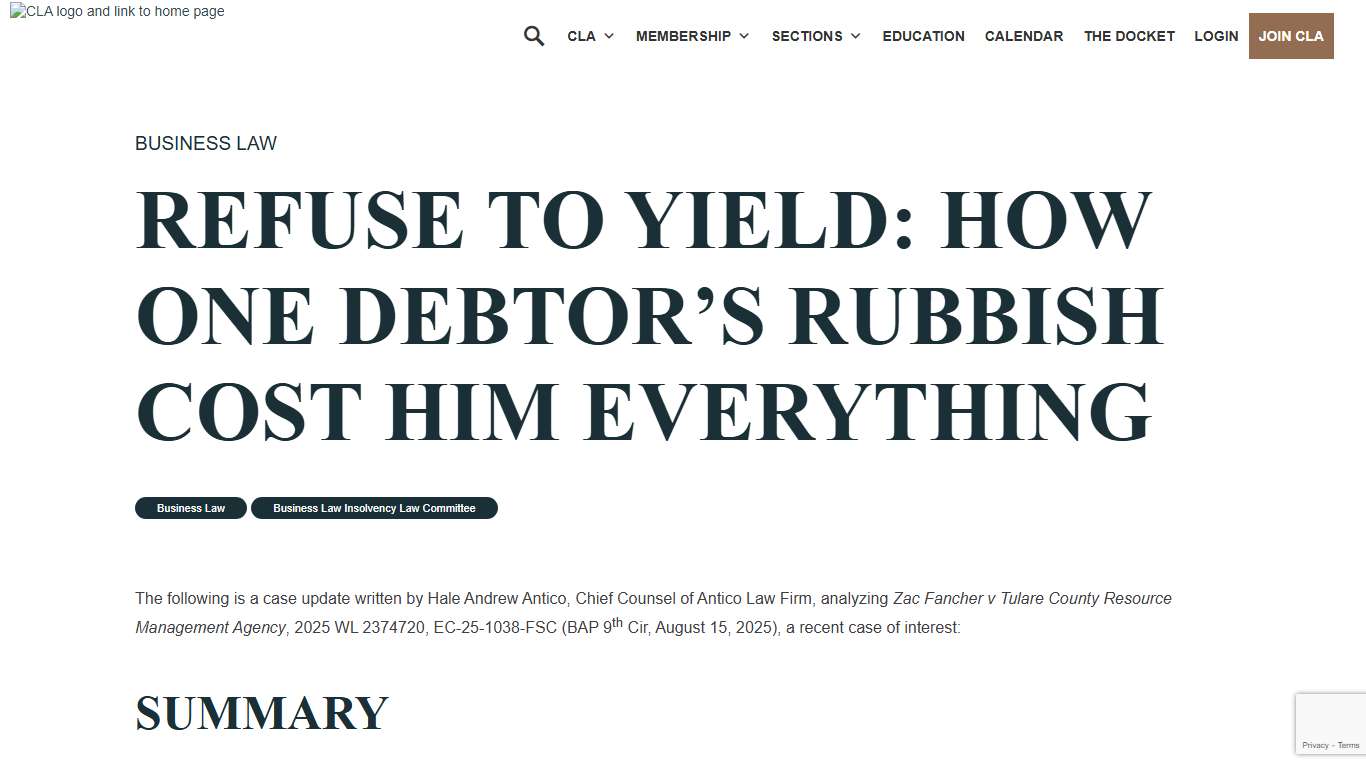 Refuse to Yield: How One Debtor's Rubbish Cost Him Everything - California Lawyers Association