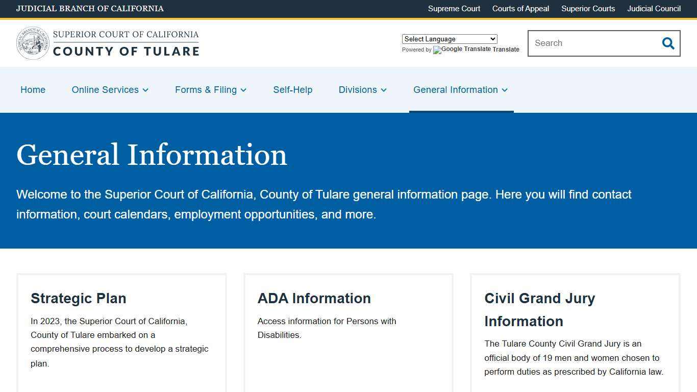 General Information Superior Court of California County of Tulare