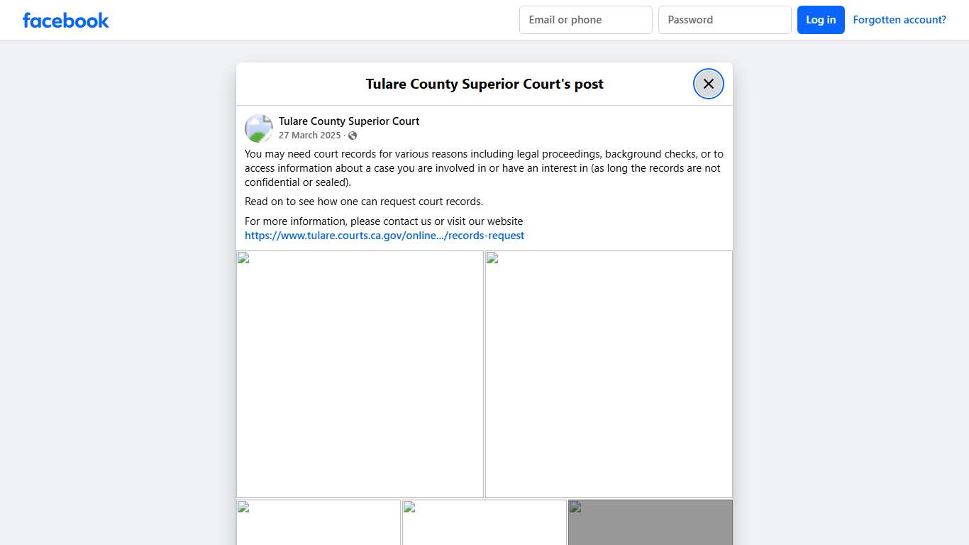 You may need court records... - Tulare County Superior Court Facebook