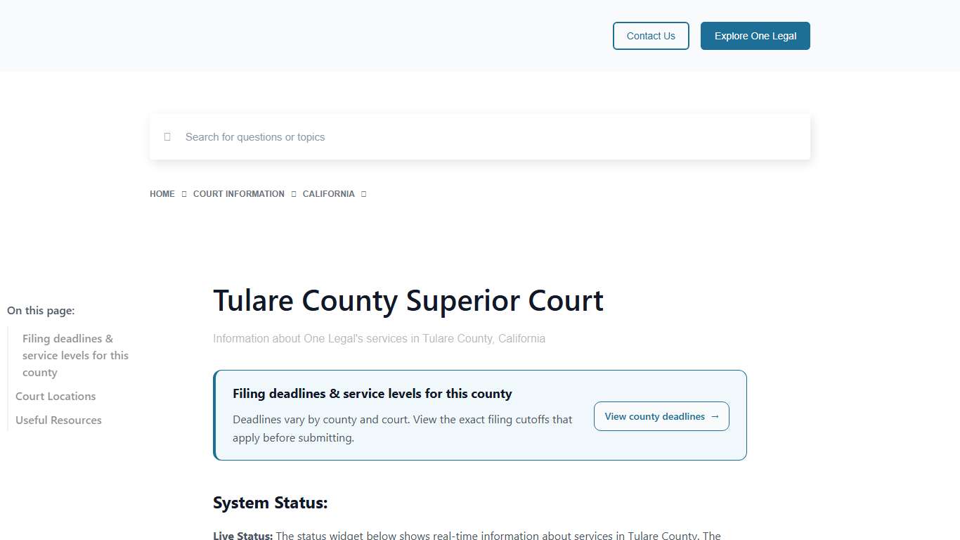 Tulare County Superior Court - One Legal